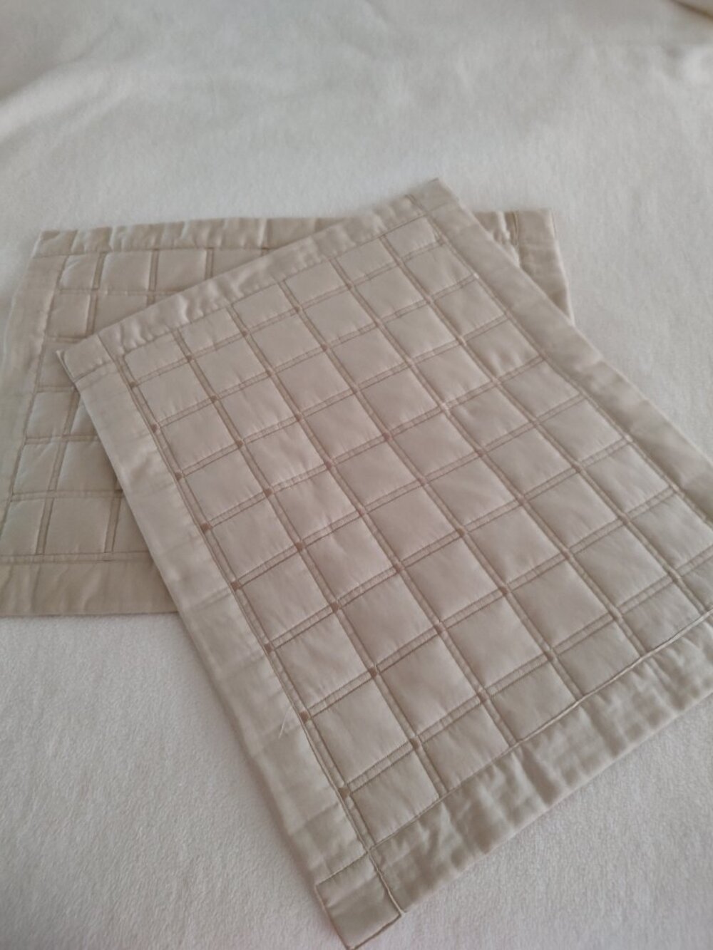 PAIR DEA BOUDOIR SHAMS EGYPTIAN COTTON QUILTED RAYON EMBROIDERY 16x20 SAND BEIGE
